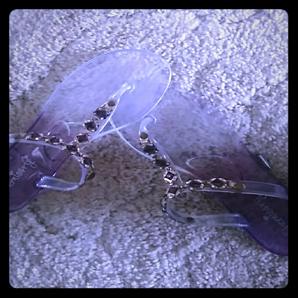Clear Sandals with Jewels in Front
